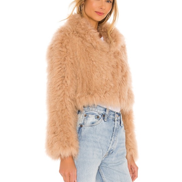 Bubbish London jacket NWT S. Caramel, super cute& cozy,real fur bought @revolve - Picture 2 of 4